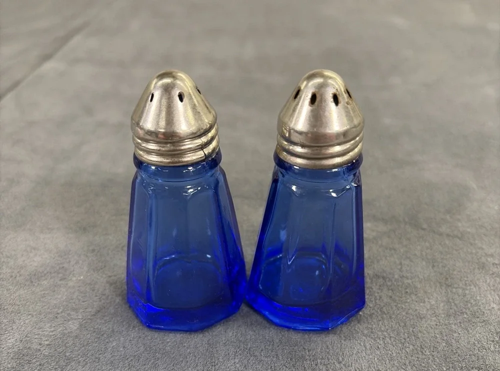 Hazel Atlas Cobalt Blue Salt and Pepper Shaker Set Vintage Depression FS